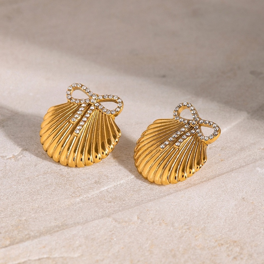 NEW💎18K Gold Plated Shell Earrings*Bow Earrings*Diamond Earrings*Ocean I…